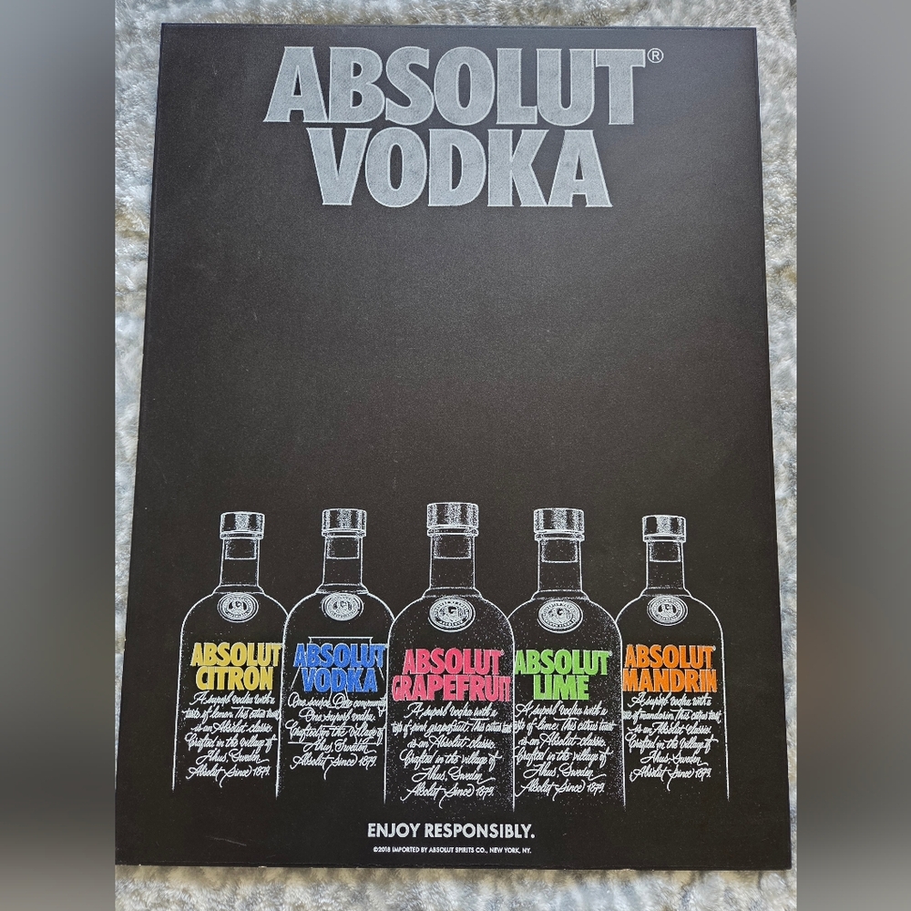 NEW Promo Item -Absolut Vodka Menu Board Wall Largr Chalkboard Bar Sign 18x22